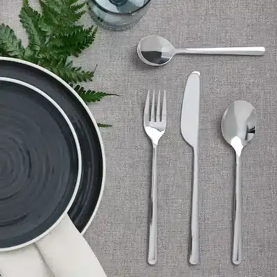 سرویس قاشق و چنگال 12 نفره استیل سیلور ساده