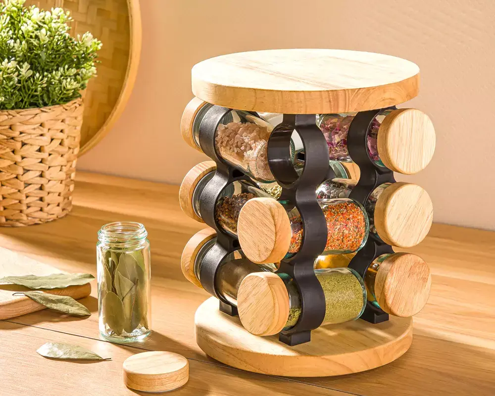 ظروف ادویه چوبی چرخشی
